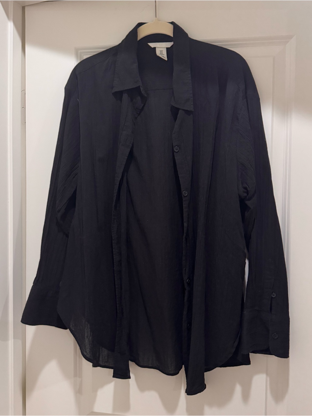 H&M Black Oversized Casual Button-Down Shirt Size M